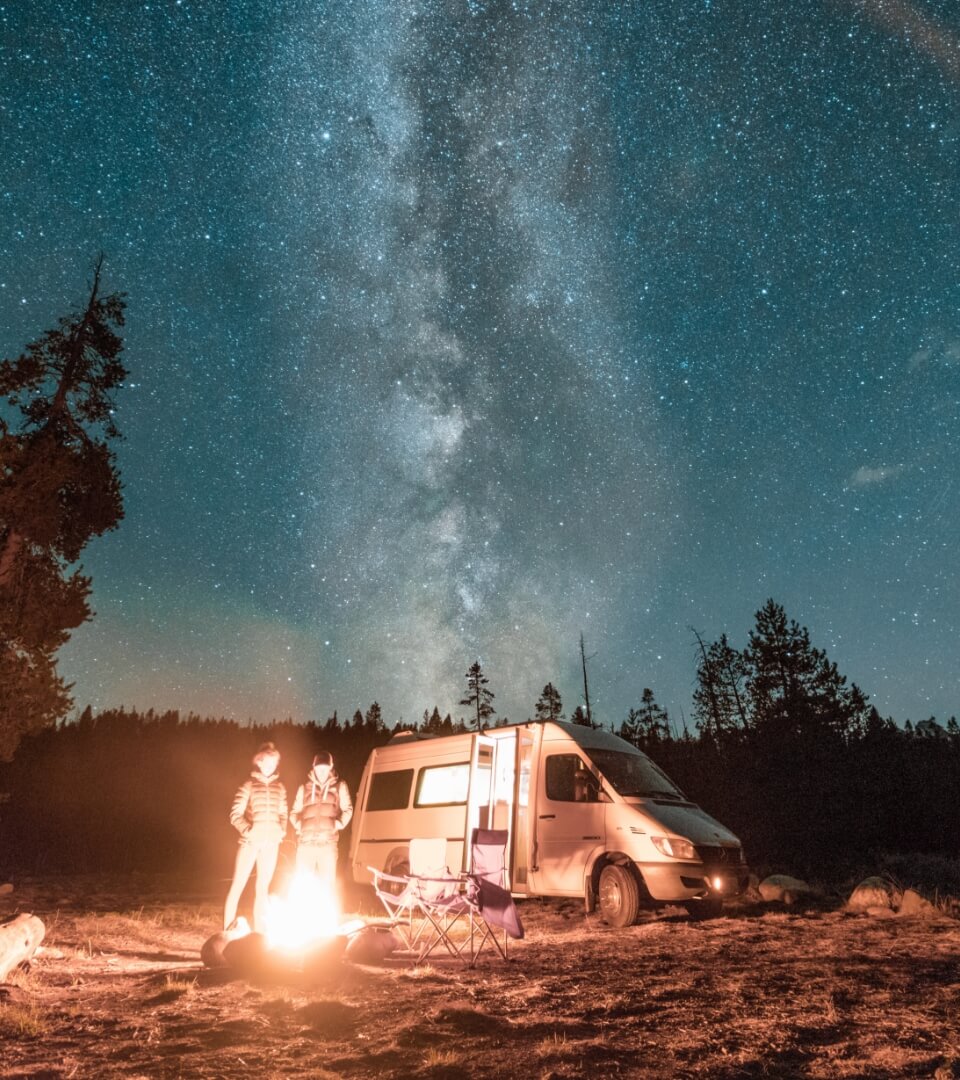 Van at night Li Ion Power Systems for RVs